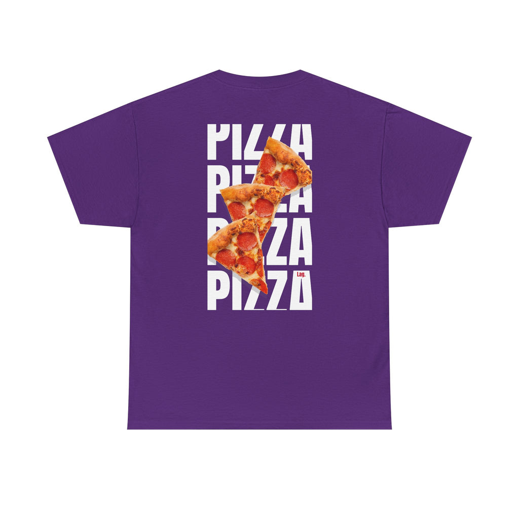 Pizza Slice Graphic Tee — Minimal 'Lag.' Front Logo, Back Pepperoni Pizza Art