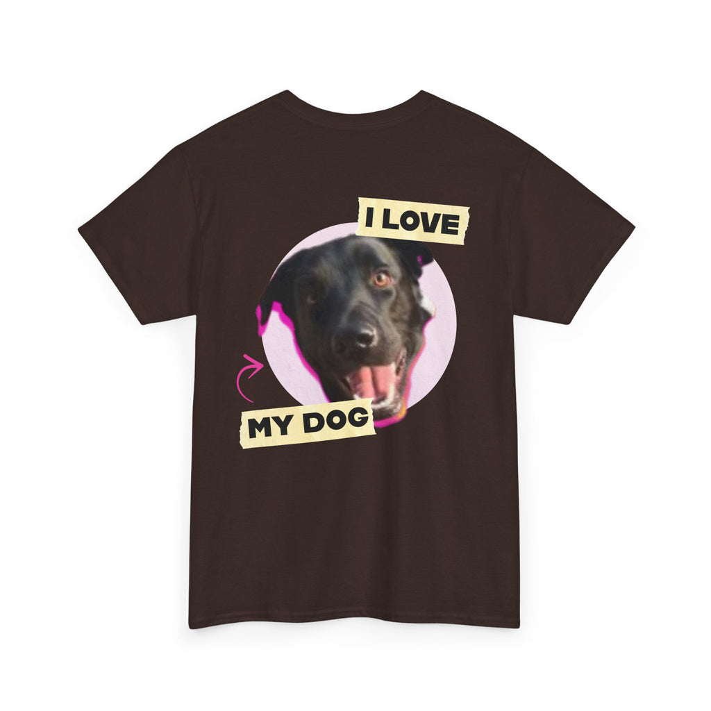 I Love My Dog Tee — Black Graphic T-Shirt with Photo Back Print