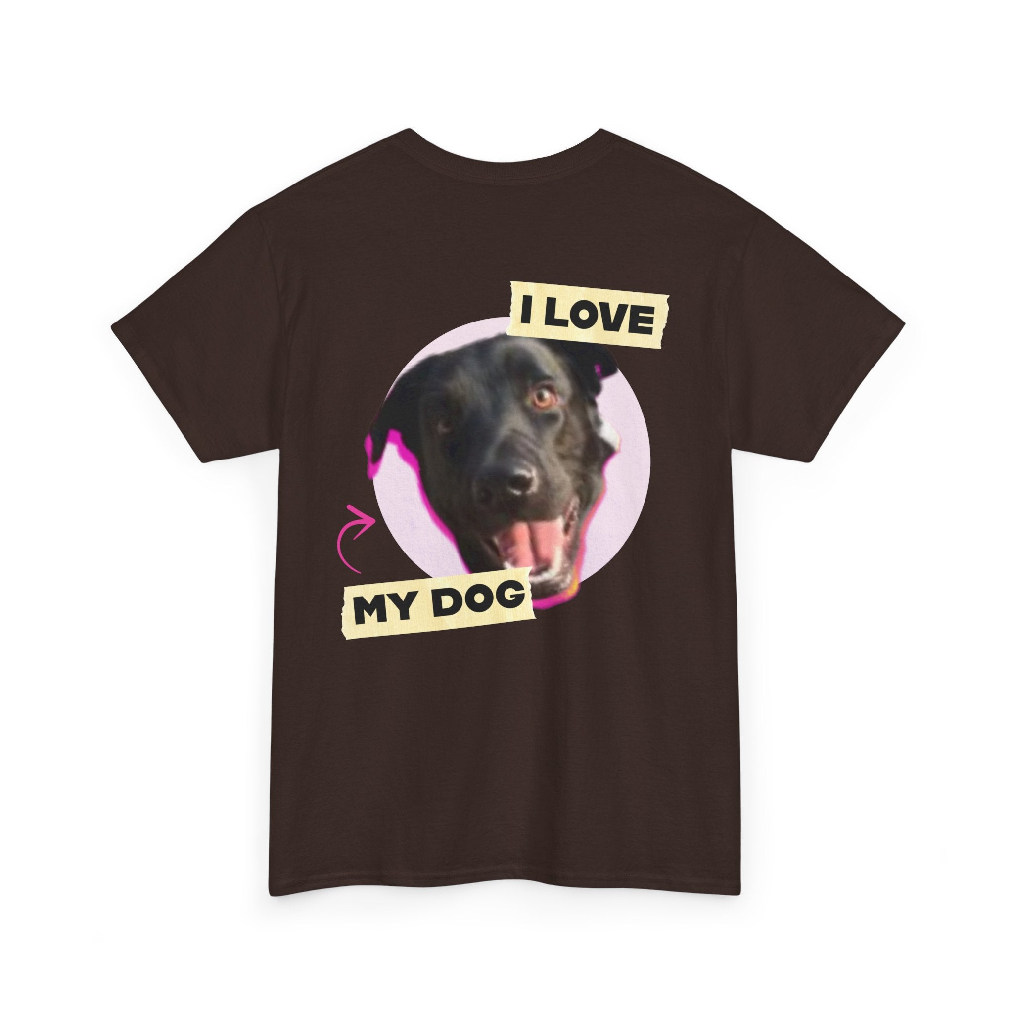 I Love My Dog Tee — Black Graphic T-Shirt with Photo Back Print